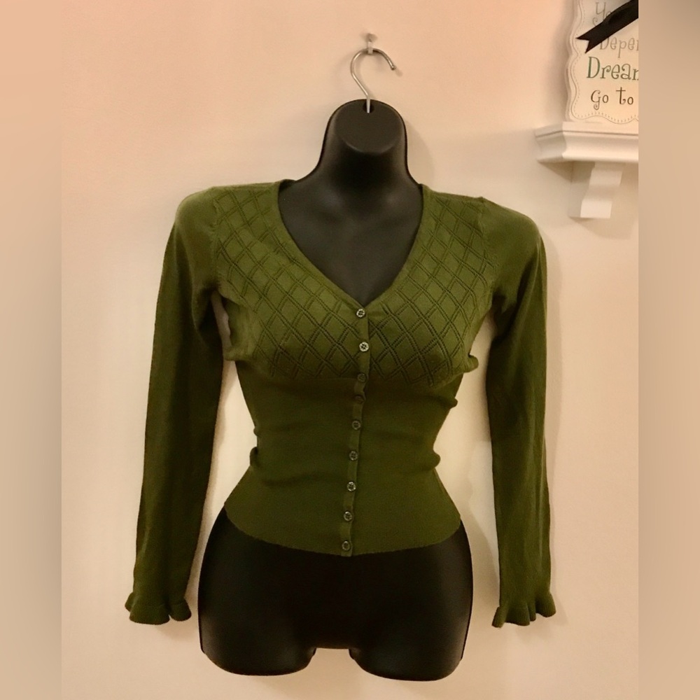 Wet Seal Olive Green fitted Knit Sweater